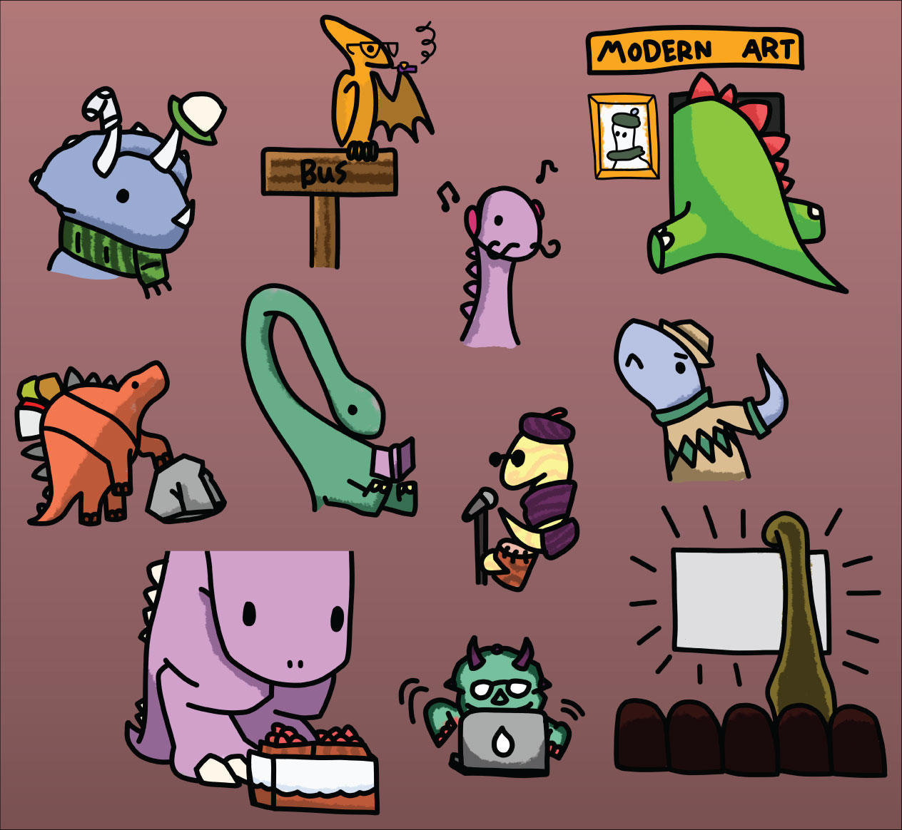 Card art from Hipster Dinos, a game jam project.